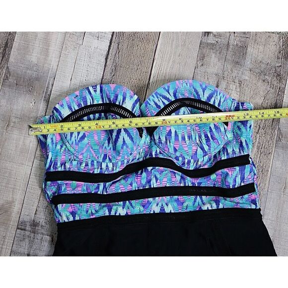 XOXO Blue Novelty Trim 1pc Sweetheart Strapless Swimsuit sz MEDIUM - Picture 5 of 10